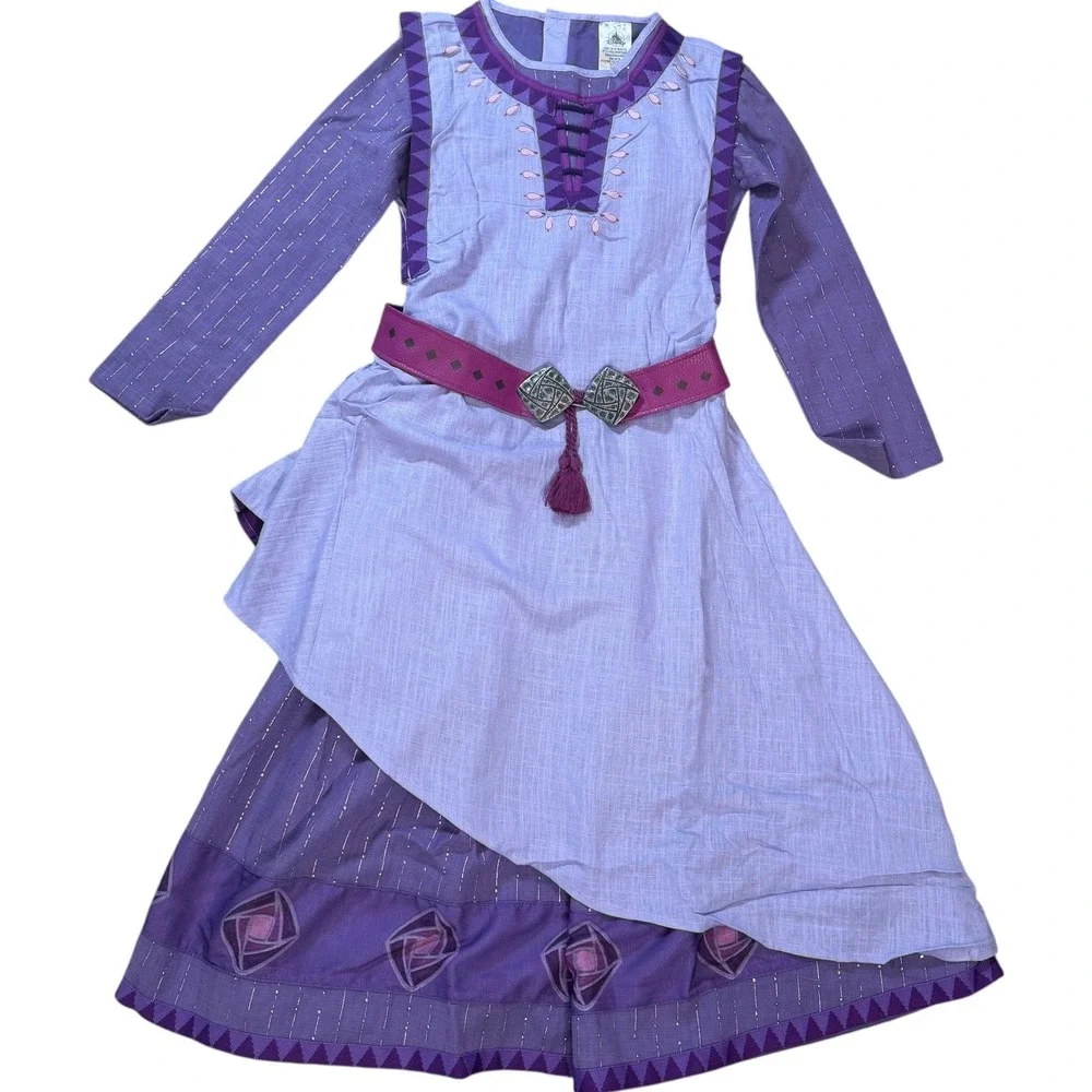 Disney Store Official Wish Asha Costume Dress Purple Belted Halloween Girls 7/8